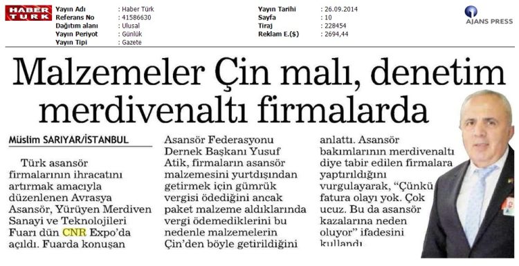 ASANSÖR FUARIMIZIN BASINDAN YANSIMALARI