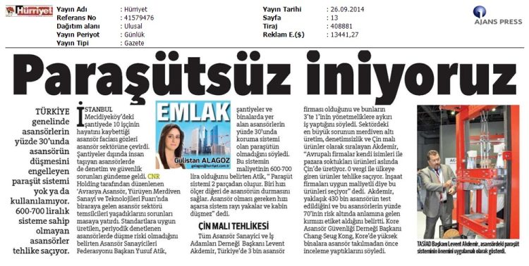 ASANSÖR FUARIMIZIN BASINDAN YANSIMALARI