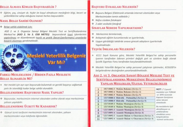 ANKARA SANAYİ ODASI MESLEKİ TEST VE SERTİFİKALANDIRMA MERKEZİ