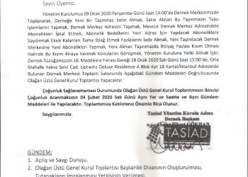 OLAĞAN ÜSTÜ GENEL KURUL TOPLANTI ÇAĞRISI