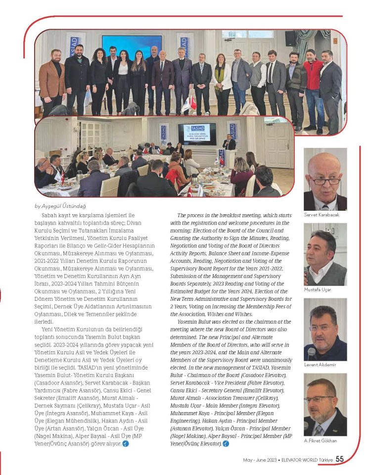 Elevetor World Türkiye – TASİAD Yeni Başkanını seçti.